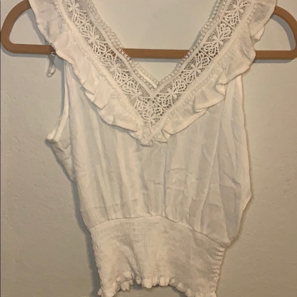 White crop lace top